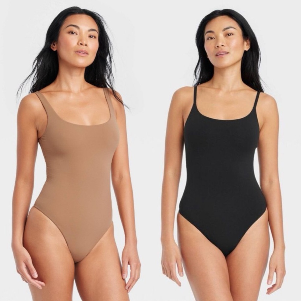 Auden Luxe 4-Way Stretch Tank Bodysuit Bundle - Deep Nude & Black